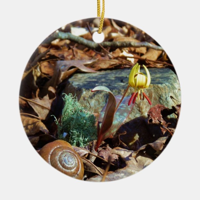 Muschel von Gelben und Pflaumen Keramik Ornament (Vorne)