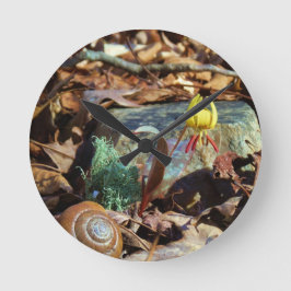 Muschel von Gelben und Pflaumen Runde Wanduhr