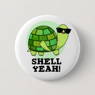 Muschel Yeah Funny Tortoise Pub Button