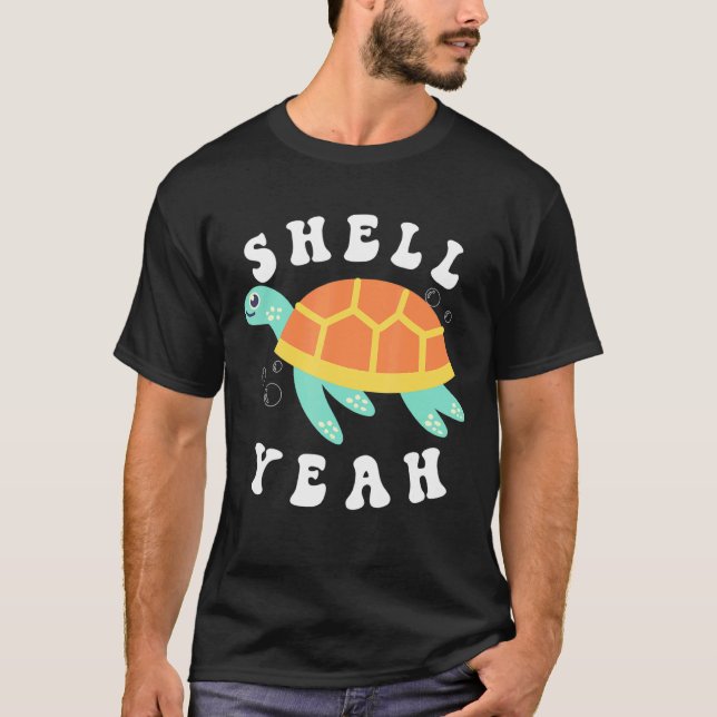 Muschel Yeah Schildkrötenmeer schwimmt Ozean Bläsc T-Shirt (Vorderseite)