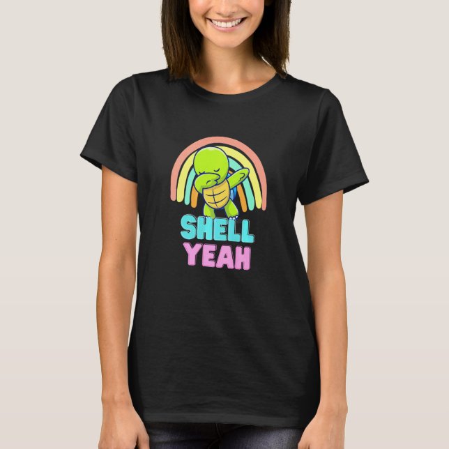 Muschel Yeah Turtle Rainbow T-Shirt (Vorderseite)