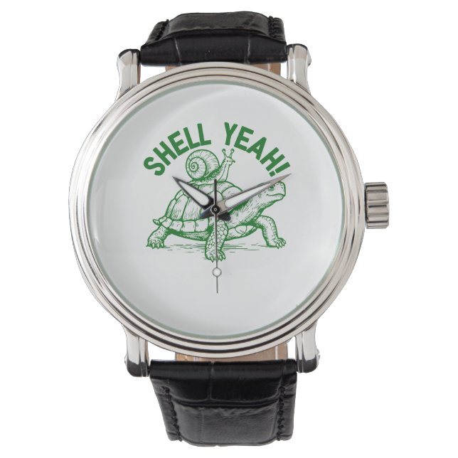 Muschel Yeah Turtle Snail Funny Armbanduhr (Vorderseite)