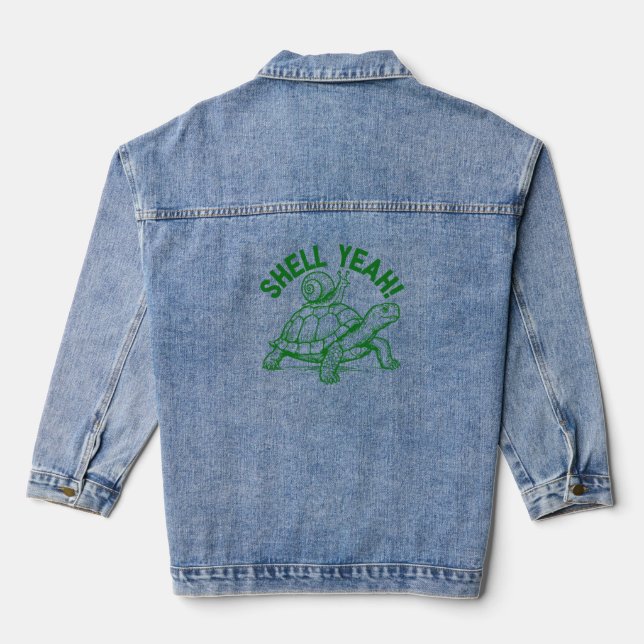 Muschel Yeah Turtle Snail Funny Jeansjacke (Rückseite)