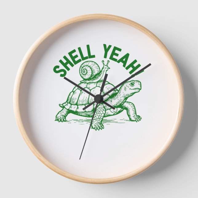Muschel Yeah Turtle Snail Funny Uhr (Vorderseite)