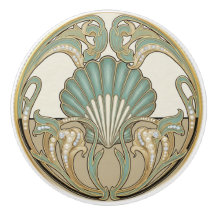 Muschelgrün Creme & Gold Art Deco Nouveau Muschel