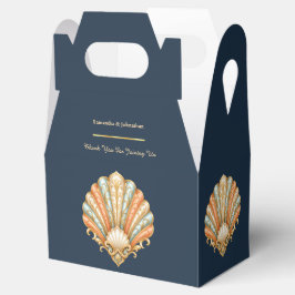 Muschelhochzeit marineblaue Koralle orange Luxus Geschenkschachtel
