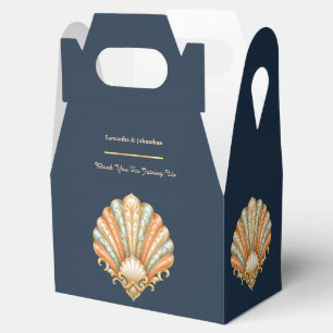 Muschelhochzeit marineblaue Koralle orange Luxus Geschenkschachtel