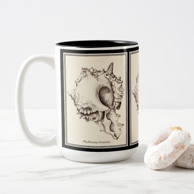 "Muschelliebhaber - schwarze u. weiße Tasse I" (Mit Donut)