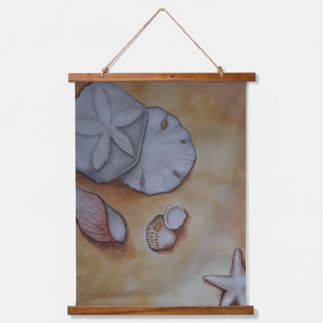 Muscheln am Meer Wandteppich Mit Holzrahmen (Vorderseite)