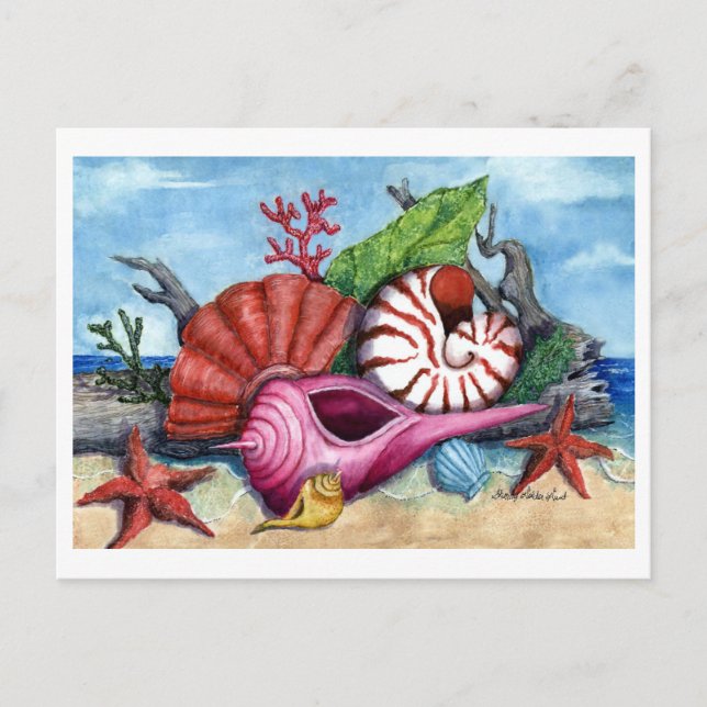 Muscheln am Strand Anstrich Postkarte (Vorderseite)