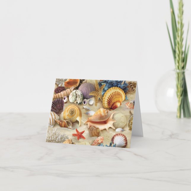 Muscheln am Strand Dankeskarte (Vorderseite)