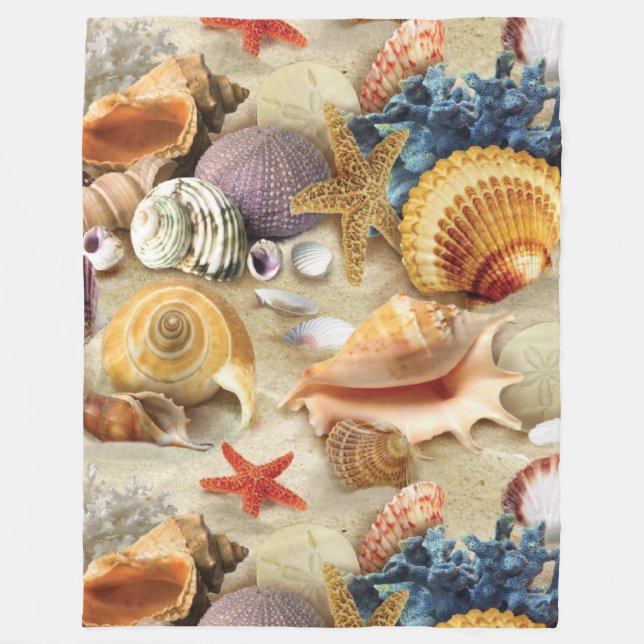 Muscheln am Strand Fleecedecke (Vorderseite)