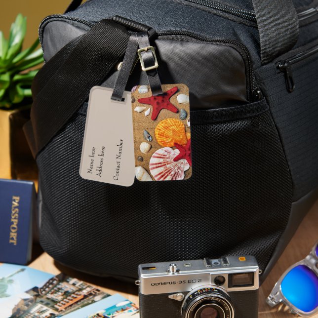 Muscheln am Strand Gepäckanhänger (Vorderseite & Rückseite)