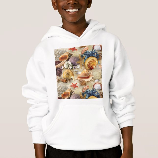 Muscheln am Strand Hoodie (Vorderseite)