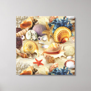 Muscheln am Strand Leinwanddruck