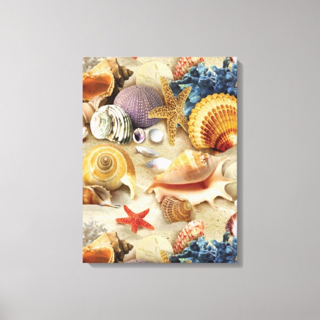 Muscheln am Strand Leinwanddruck (Vorderseite)