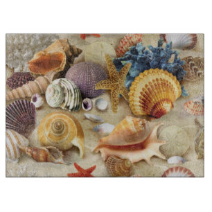 Muscheln am Strand Schneidebrett
