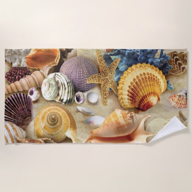 Muscheln am Strand Strandtuch (Vorderseite)
