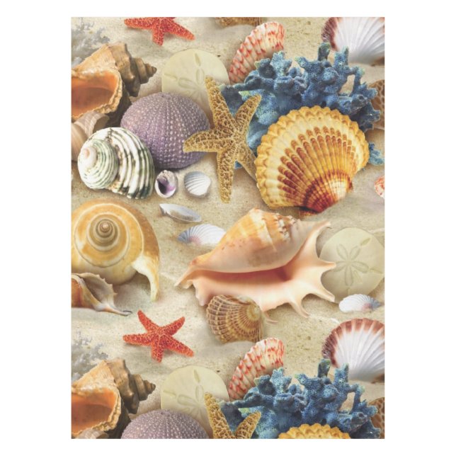 Muscheln am Strand Tischdecke (Vorderseite)