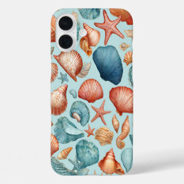 Muscheln an der Küste und Sternenmuster iPhone 16 Plus Hülle