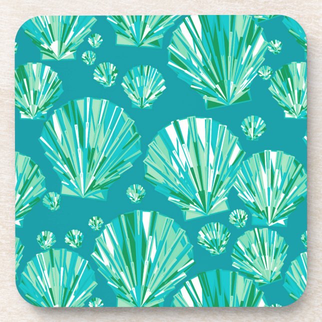 Muscheln aquamarin, Aqua und Türkis Getränkeuntersetzer (Vorderseite)