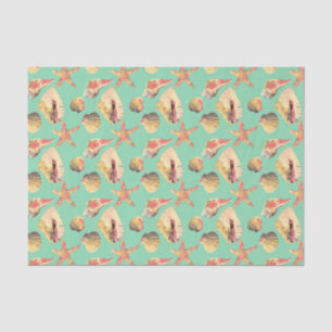 Muscheln auf Aqua Seidenpapier