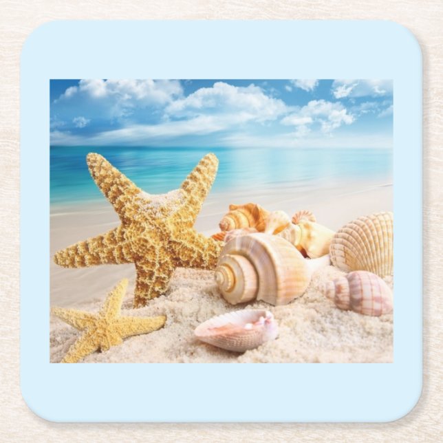 Muscheln auf den Untersetzer aus Strandpapier (Vorderseite)