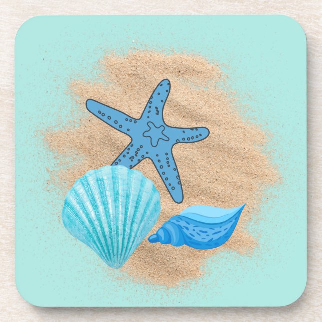 Muscheln auf einem Beach-Untersetzer Getränkeuntersetzer (Vorderseite)