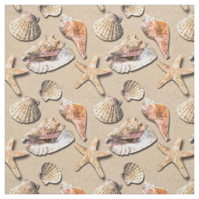 Muscheln auf Strand-Sand Stoff (Muster)