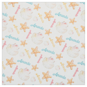 Muscheln aus Starfish und Muscheln rosa gelb Stoff