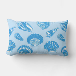 Muscheln - Blau und Weiß des Getreides Lendenkissen