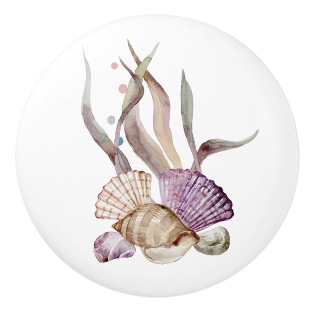 Muscheln DES WASSERSTRANDES KORALE KÜSTENKÜSTE Keramikknauf (Vorderseite)