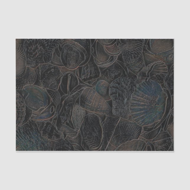 Muscheln Dunkle Aquamarine Schwarzmeer Beach Art Seidenpapier (Vorderseite)