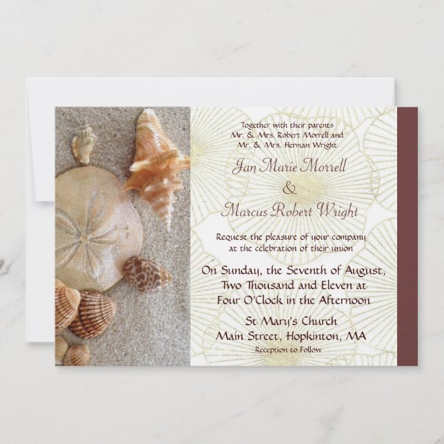 Muscheln Einladung zur Hochzeit (Vorderseite)