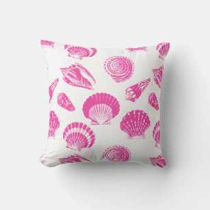 Muscheln - Fuchsienrot und weiß Kissen
