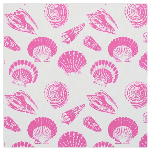 Muscheln - Fuchsienrot und weiß Stoff (Muster)