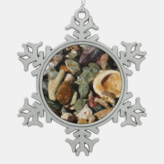 Muscheln-, Gestein- und Korallenfotografie Schneeflocken Zinn-Ornament (Vorderseite)
