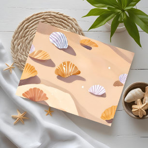 Muscheln im Sand   Strand Ozean Aquarell Postkarte