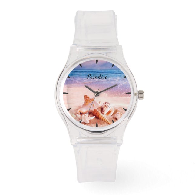 Muscheln im Sea Beach Paradise Armbanduhr (Vorderseite)