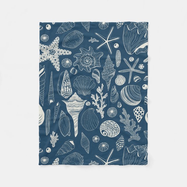 Muscheln in dunkelblau fleecedecke (Vorderseite)