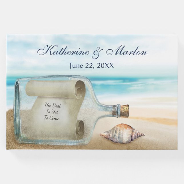 Muscheln in Flaschen | Hochzeit Gästebuch (Vorderseite)