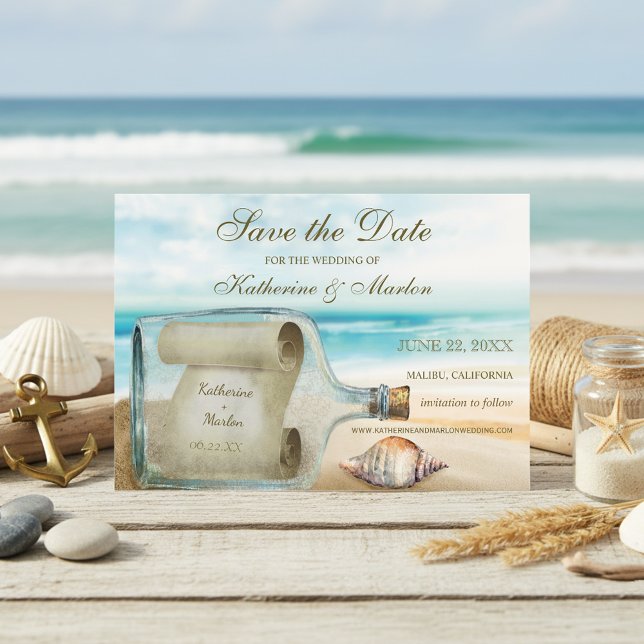 Muscheln in Flaschen | Nautische Hochzeit Save The Date (Von Creator hochgeladen)