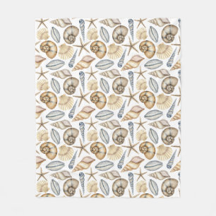Muscheln in pastellblau-blau-grün fleecedecke