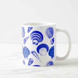 Muscheln - Kobaltblau auf weißem Hintergrund Kaffeetasse