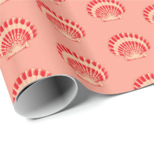 Muscheln - Koralle und Pfirsich Geschenkpapier