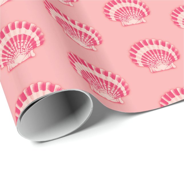 Muscheln - Korallenfarben Geschenkpapier (Rolleneckpunkt)
