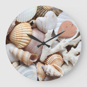 Muscheln Korallenuntergrund Große Wanduhr