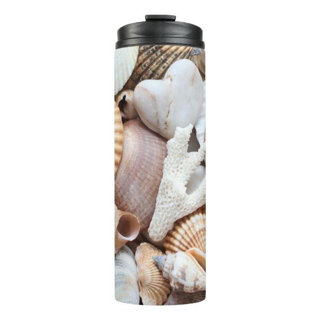 Muscheln Korallenuntergrund Thermosbecher (Vorderseite)