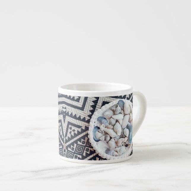 Muscheln Korbteppiche Textur Espresso Tasse (Vorderseite Rechts)