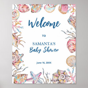 Muscheln Küsten-Baby-Shower-Willkommen Poster